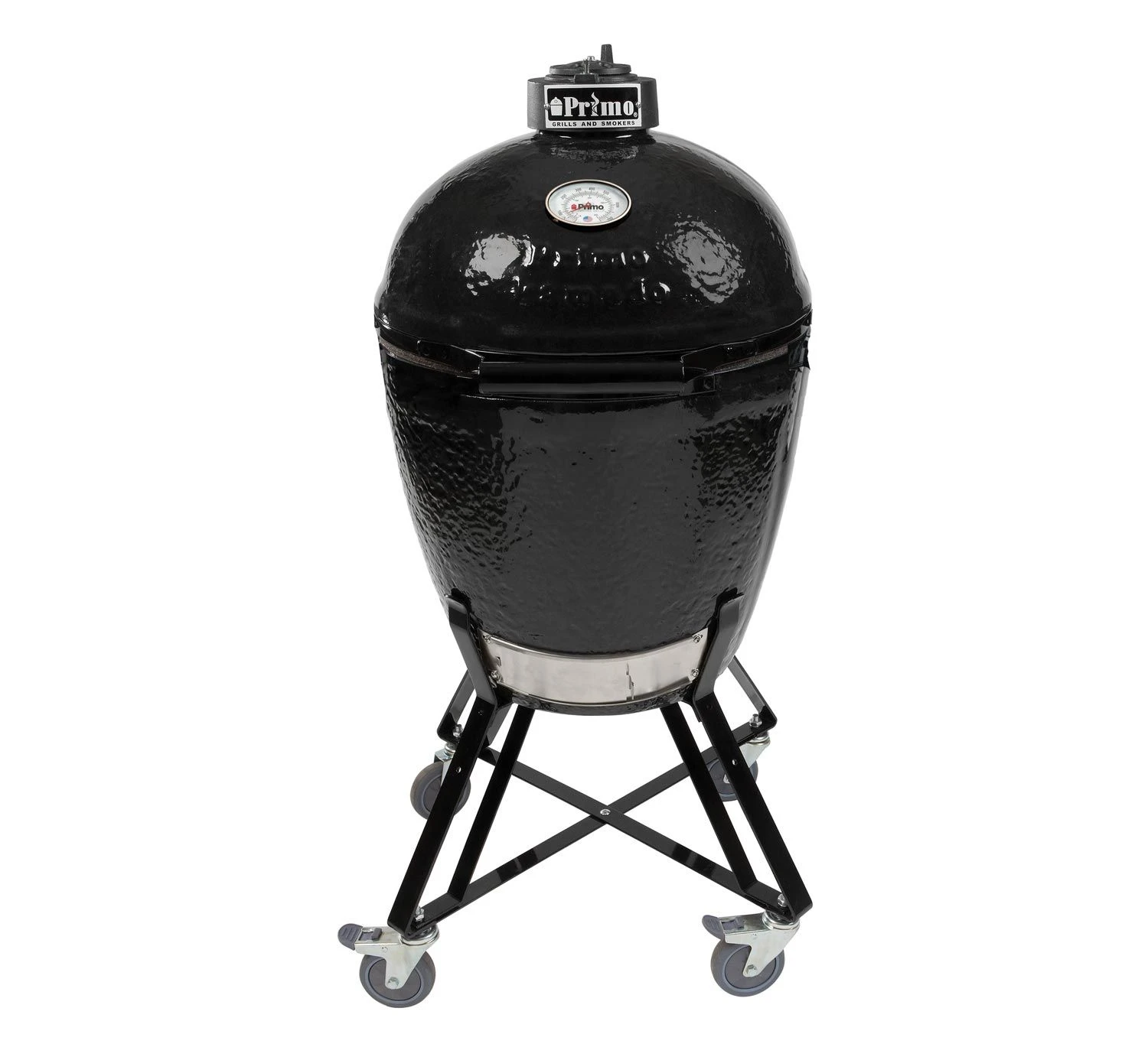 Primo CRH-177308 Round Ceramic Charcoal Kamado Grill Head On Wheeled Cradle