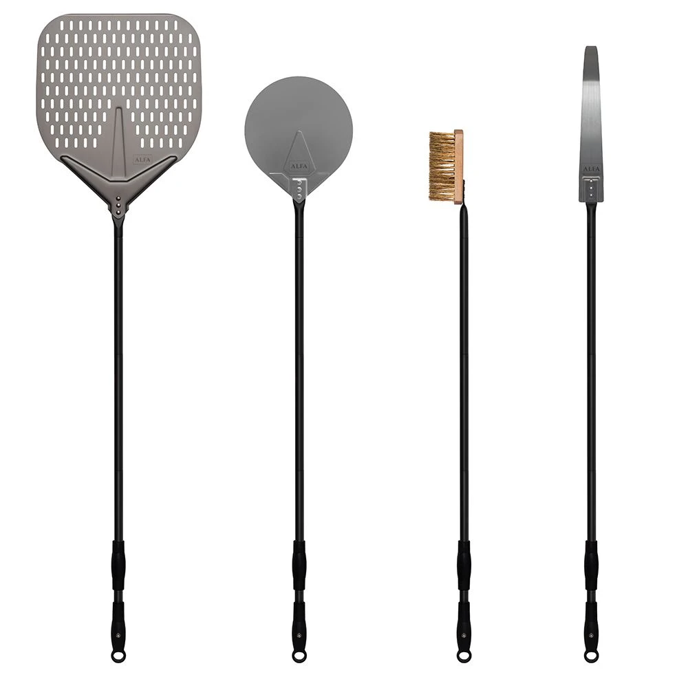 Alfa AC-4PSET48 48-Inch Large Pizza Peel, Turner, Brush, And Rake