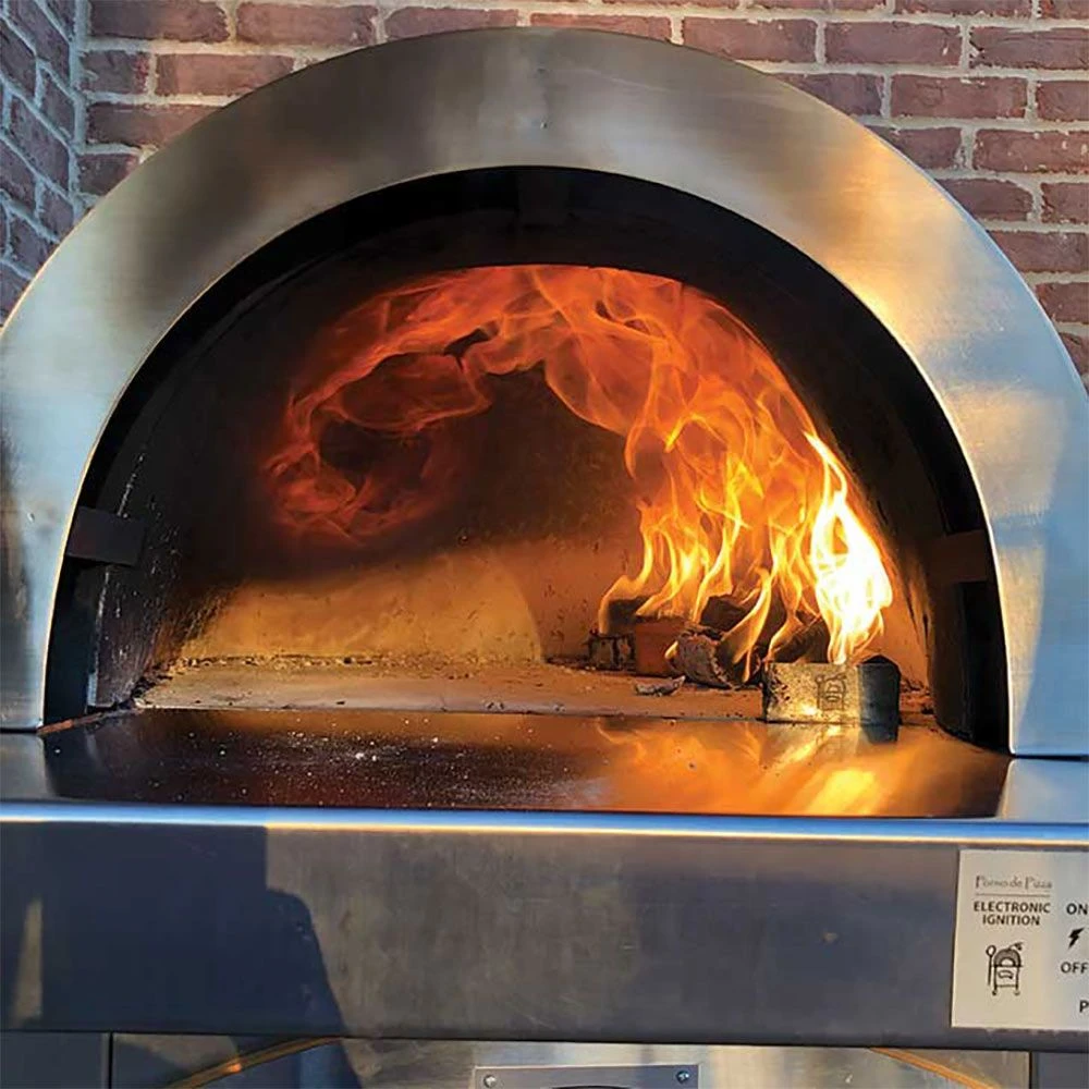 HPC Fire FDP-FORNO-EI Forno Dual Fuel Wood & Gas Countertop Glass Tile Pizza Oven On Cart - Image 4