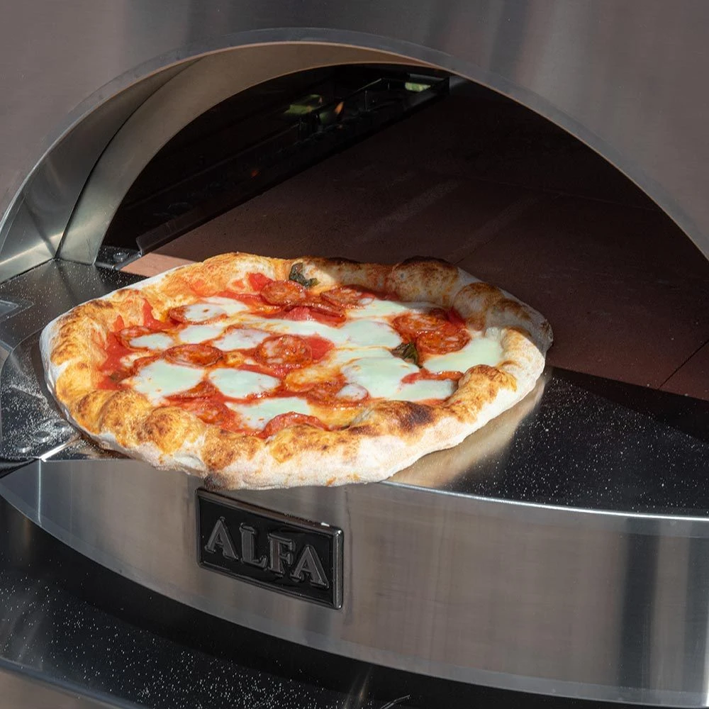 Alfa 2 Pizze 38-Inch Ardesia Gray Gas Pizza Oven On Black Cart - Image 6