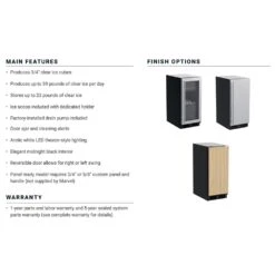 Marvel Stainless Steel Clear Ice Machine With BrightShield And Drain Pump, 15-Inch (MLCP215SS81A)