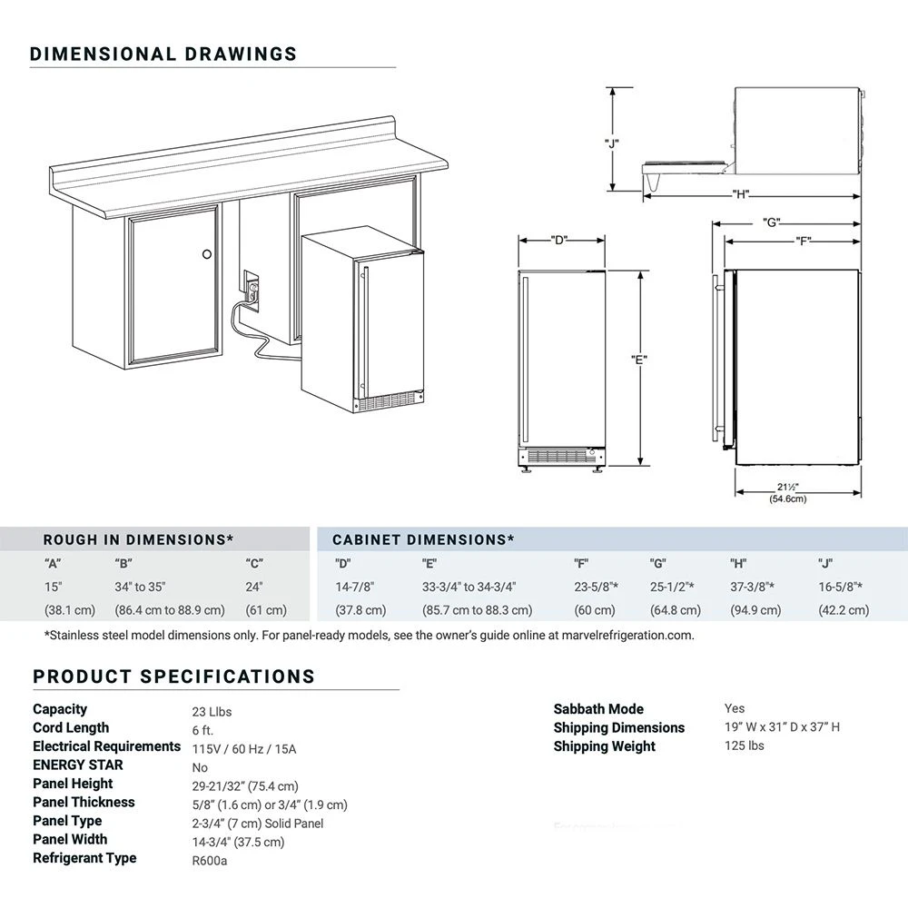 Marvel Panel Ready Clear Ice Machine With BrightShield And Drain Pump, 15-Inch (MLCP215IS81A) - Image 2